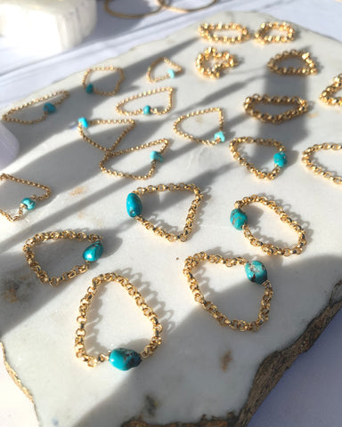 Turquoise chunky chain ring