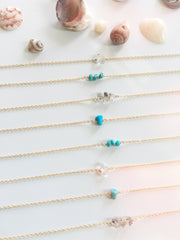 Gold String Bracelet #1 | 1 tiny turquoise gem