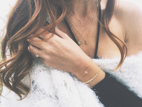 Gold String Bracelet #4 | Herkimer Diamond