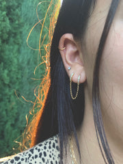 Double crystal huggie earring